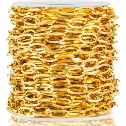 1 Meter Width 6mm Stainless Steel Gold Square Chains Bracelet Finding For DIY Jewelry Making Handmade Necklace Supplies