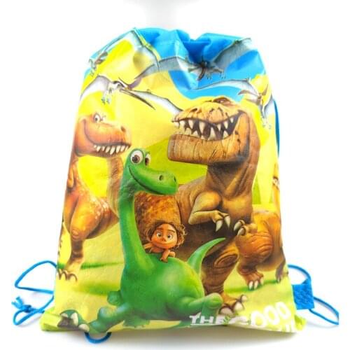 10pcs/lot Dinosaur Theme Fabrics Drawstring Gift Bag Baby Shower Decorate Soccer Backpack Birthday Party Non-woven