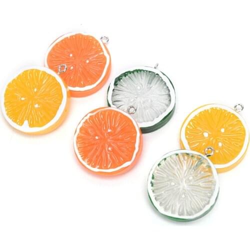 10pcs Cute Flat Back Resin Lemon Slice Charms Pendants For DIY Fruit Decoration Earring Keychain Phone Case Accessory Hot