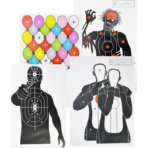 10PCS Head Chest Ring Target Paper 17.7*12.6 inch Tactical Shooting Practice Target Paper for Outdoor Hunting Traning