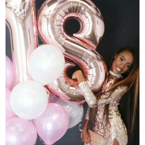 2pcs 32/40 inch Baby Adult Birthday Foil Balloons pink blue gold number 18th 21th 30th Party Decorations Man Boy Girl Supplies