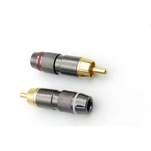 2PCS Copper RCA Plug Gold Plated Audio Video Adapter