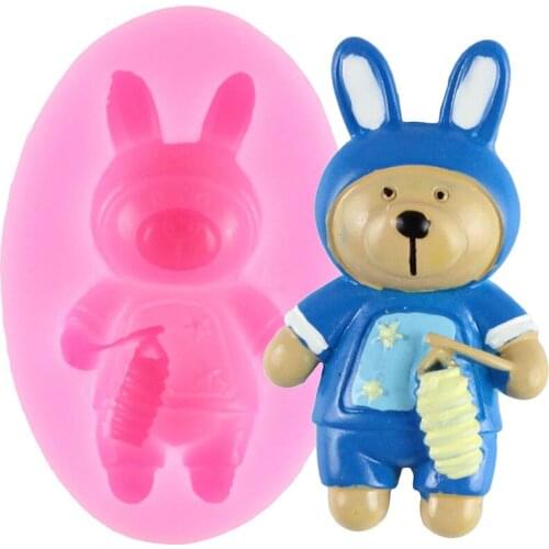 3D Bear Cupcake Topper Silicone Mold Cake Border Fondant Mould Cookie Baking Cake Decorating Tools Candy Clay Chocolate Molds