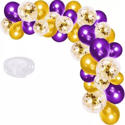 51pcs 10inch purple Gold Balloon Arch Kit gold confetti balloon set birthday party decor adult kids baby shower wedding supplies