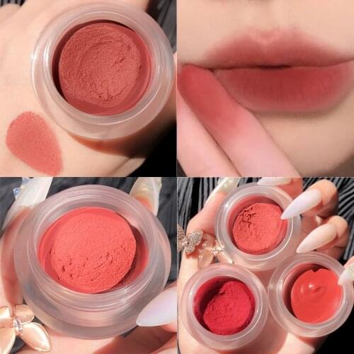 4 Colors Velvet Matte Lipsticks Mud Waterproof Cheek Blush Long Lasting Nonstick Cup Red Lip Gloss Glaze Makeup Cosmetics