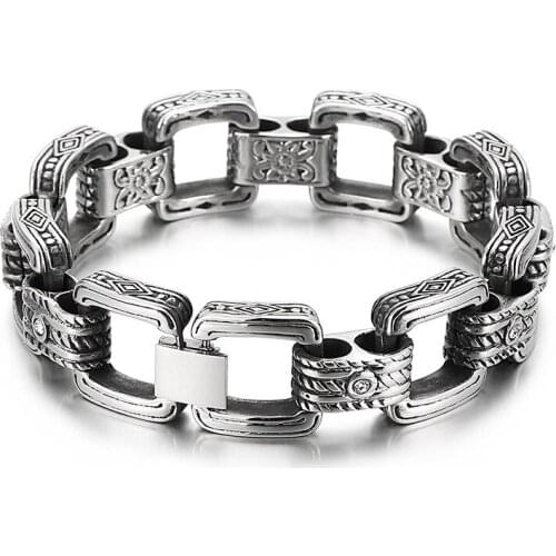 Personality Punk Retro Pattern Mens Bracelet 316 Stainless Steel Jewelry