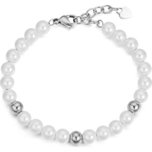 Runda 2020 Pearls Beaded Bracelet for Women Stainless Steel Charms Bracelets Fashion Rose Gold Jewellery