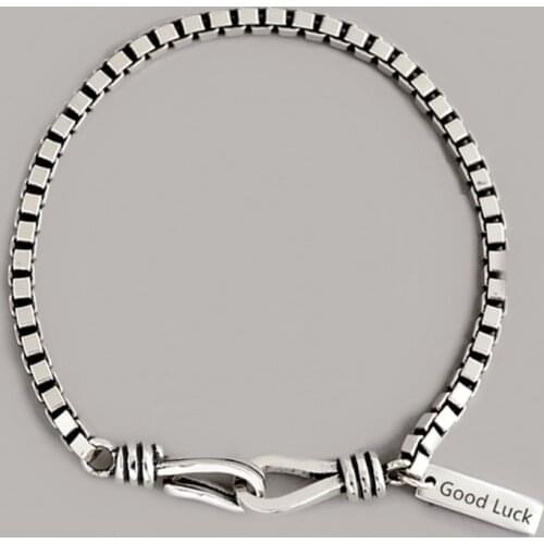 100% 925 Sterling Silver New Arrival Trendy Good Luck Letter Box Chain Ladies Bracelet Jewelry For Women Birthday Gift