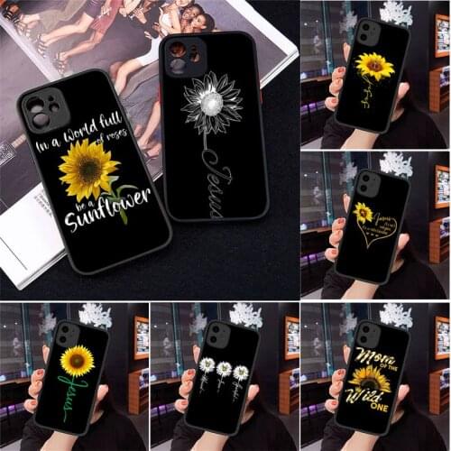 Sunflower Jesus Christ Phone Case For iphone 12 11 8 7 plus mini x xs xr pro max matte transparent cover