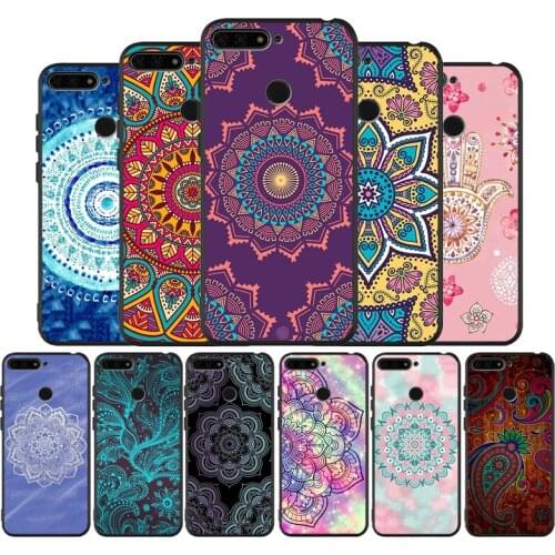 Mandala black Silicone Phone Case For honor 20 Pro 8 8X 9 10 20 Lite for Mate 10 30 Lite Pro cover