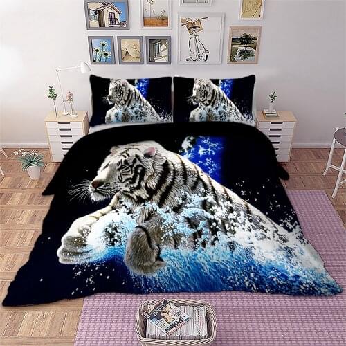 Home Textiles 3D-priting Tiger Water Bedding Set Animal Duvet Cover Pillowcases Twin Full Queen King Bedclothes
