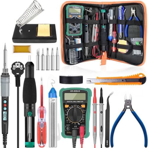 HANDSKIT Soldering Iron 60W Adjustable Temperature Soldering Iron Kit+ Digital Multimeter Electric Soldering Iron Free Shipping