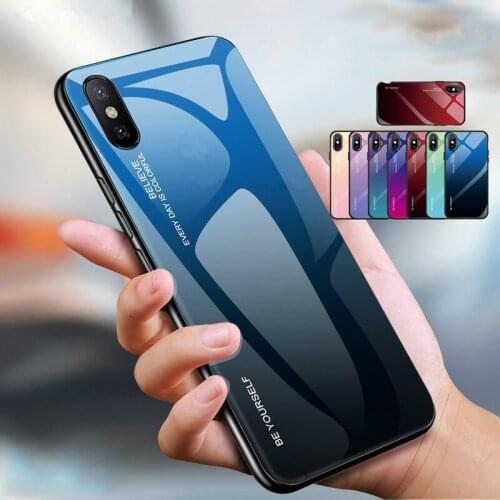 Gradient Plain Tempered Glass Case For iPhone 11 12 Pro Max Mini X XS Max XR 8 7 6 Plus Soft TPU Silicone Edge Cover