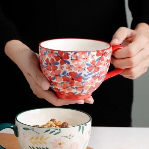 Cups Coffee Mug Large-capacity Breakfast Cup Oatmeal Cup Household Ceramic Microwaveable Milk Oatmeal Cup Water Cup Mark Cup