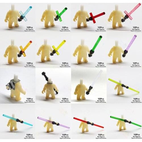 10PCS/LOT Lightsaber Building Blocks Movie Series Figures Weapons Accessories Stick Handles Assembled MOC Bricks Kids Toys Gifts