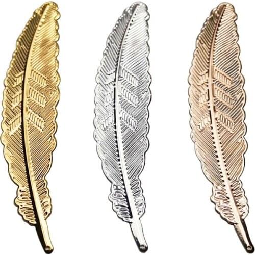Creative Retro Feather Shaped Metal Bookmark Page Marker For Books Office School