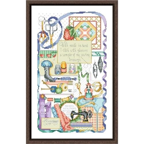 Sewing machine cross stitch kits embroidery needlework sets 18ct 14ct 11ct white cloth cotton thread DIY handmade needlework