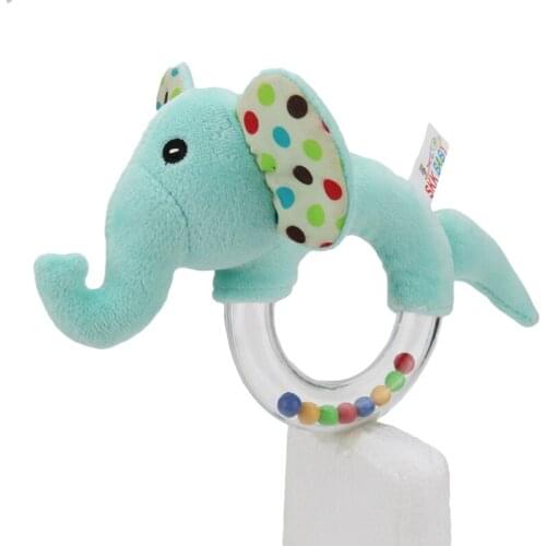 New Animal Baby Plush Toy Cat/Puppy/Elephant/Rabbit/Bear/Monkey Rattle Baby Listening Grip Sensory Hand Bell Appease Gift