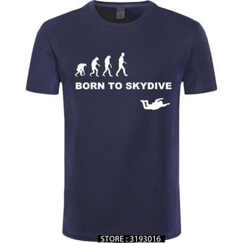 New Arrival 3D Tshirt Born To Skydive Parachute Jump T Shirt Vintage Camiseta Crewneck 100% Cotton Plus Size T Shirt