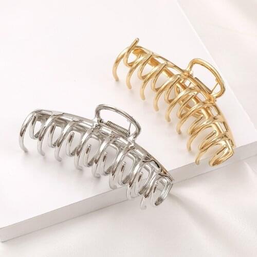 New Metal Hair Claw Big Size Hair Clips Geometric Barrettes Headband Hairpins Ladies Hairgrip Headwear Girls Ornaments Crab