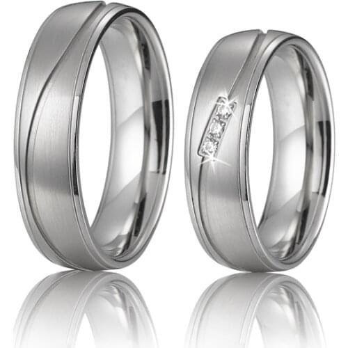 Titanium stainless steel wedding rings for men and women 1 Pair Lovers Alliance platinum color promise rings for couples
