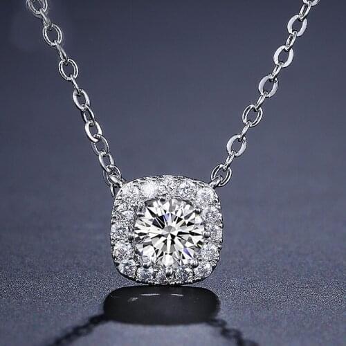 COCOM Trendy Round Cute AAA+CZ Zirconia Pendant Necklaces Different Colors Square Shape Crystal Accessories for Woman and Girl