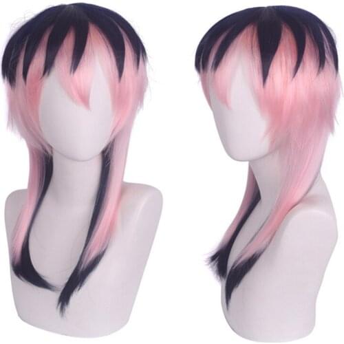 50cm Anime Tokyo Revengers Cosplay Rindo Haitani Wig Role Playing Wigs Halloween Cosplay Long Pink Navy Blue Hair Wig Cap