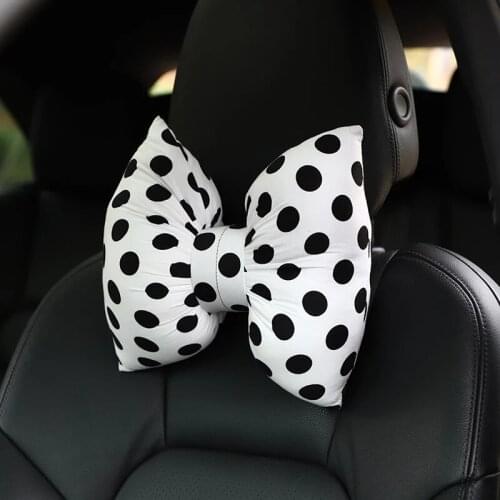 Cute Bow Car Neck Pillow Comfortable Both Side PP Cotton Single Headrest Bowknot Lumbar Support Relieve Pressure Waist Cushion