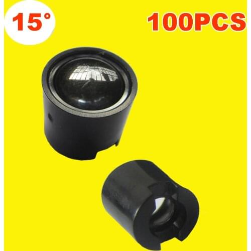 100pcs/lot 14mm 15 Degree Clear LED Lens Reflector+ 15mm Black Holder for 1W 3W 5W LED Diode Chip