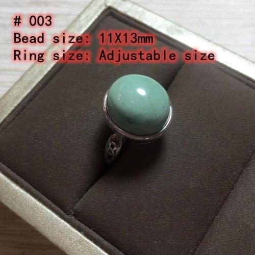 Natural Green Turquoise Adjustable Rare Women Ring Stone 925 Sterling Silver Oval Beads Love Stone AAAAA Drop Shipping