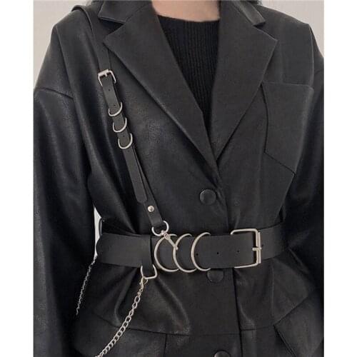 Fashion Trend Women Gothic PU Leather Harness Belts Body Bondage Waist Straps Punk Rock Stylish Accessories Lady Party Belt Gift