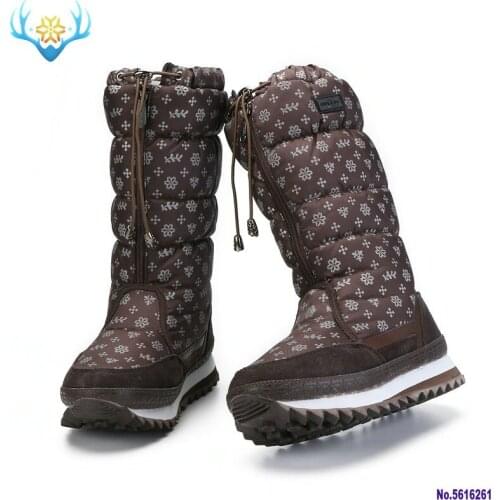 Boots Women Brown Snow Boots 50% Natural Fur Warm Footwear High Shoes Zip Plus Size Winter Style 2020 New Design Free Shipping