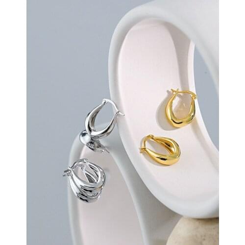 Real 925 Sterling Silver U Shape Hoop Earrings For Women Ear Accessories, Elegant Woman Hoops Earings Wedding Party Fine Jewelry