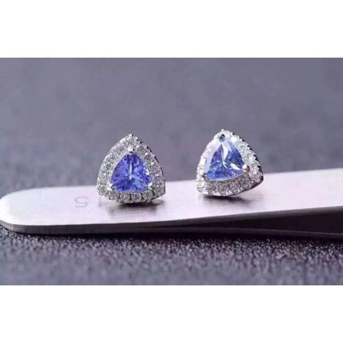 Natural blue tanzanite earrings 925 silver Natural gemstone earring women elegant fashion trendy earrings for party