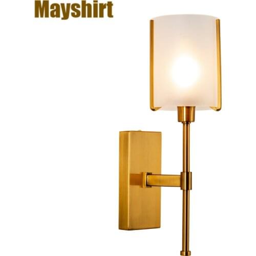 Bedroom Wall Lamp Modern Gold Glass Wall Sconce Light Fixtures Living Room Stairs Bedside Lamp Bathroom Lights Industrial Decor