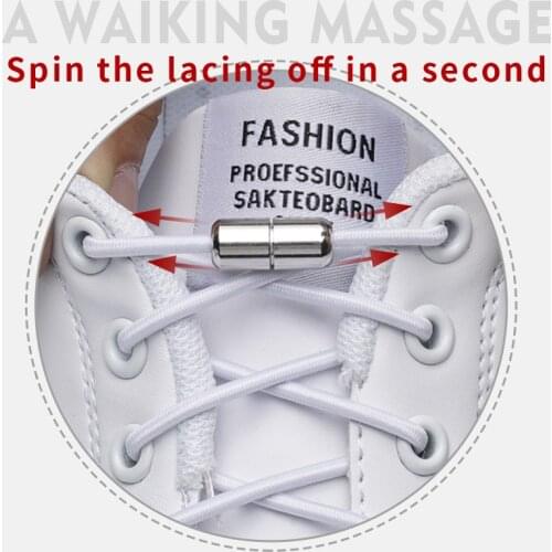New Reflective Shoelaces Elastic Metal Round Shoe laces No Tie Convenient Quick Lock Shoe lace Child Adult Unisex Lazy laces