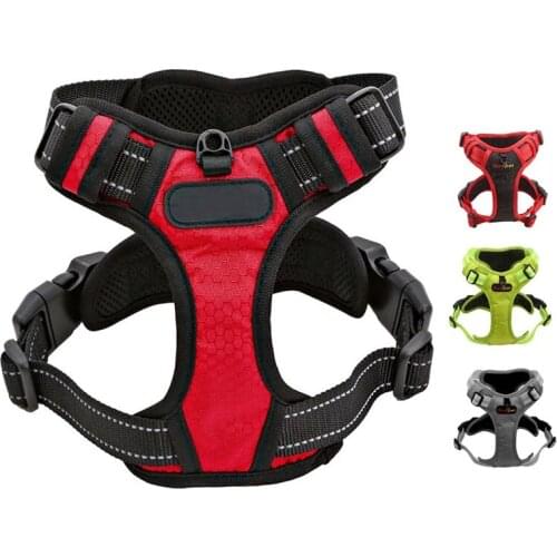 Pet Reflective Nylon Dog Harness No Pull Adjustable Medium Large Naughty Dog Vest Safety Vehicular Lead Walking Running