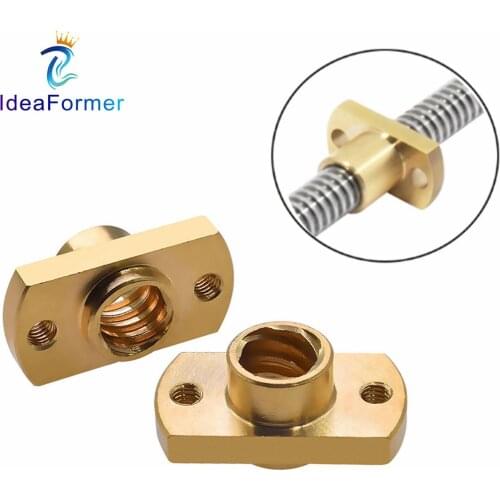 T8 lead screw nut Pitch 2mm Lead 8mm Brass T8x8mm Flange Lead Screw Nut for CNC Parts Ender 3 CR10 3D Printer Accessories