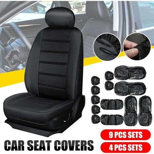 Universal Full Set Car Seat Cover PU Leather Faux Interior Accessories Automobile Protector For Renault Clio 4 Black Wholesales