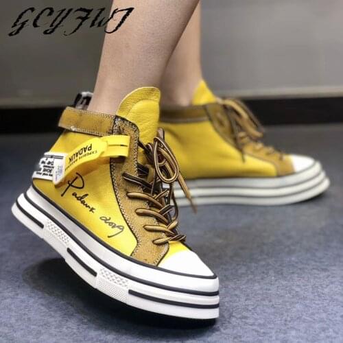 Women Sneakers Fashion High-Top Letter Increase Flat Platform Zapatos Mujer Thick Bottom Lace-Up Casual Non-Slip Ladies Shoes