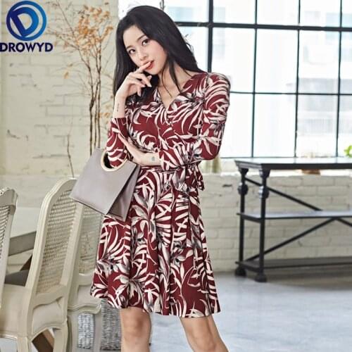 Summer New Sexy Red Print Vestidos Long Sleeve Lace-UP V-neck Beach Dress Korean Elegant Slim A-line Vintage Casual Party Dress
