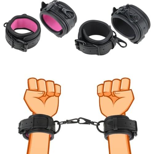1 Pair Bondage Restraints Accessories Adult Games SM Products Adjustable PU Leather Handcuffs Sex Toys For Couples