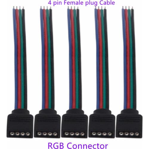 10/20/50/100 pcs/lot RGB Connector 4 pin Female plug Cable For SMD 3528 5050 RGB LED Strip Lighting