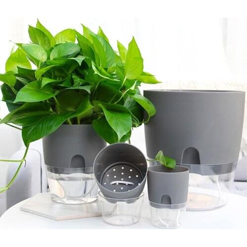 2 Tier Round Resin Self-Watering Hydroponic Plant Flowerpot Home Office Decor Hydroponic Flowerpot maceta a flower pot planter