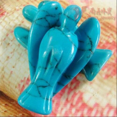 2020 New Arrival !!! Fashion Beautiful Turquoises stone Angel Charms Statue Carved Angel Figurine With Wing Pendant Pendants