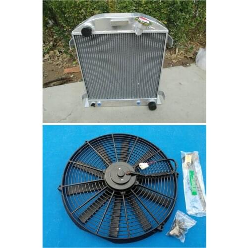 3 Row Racing Aluminum Radiator + 16'' Fan fit For FORD CHOPPED CHEVY ENGINE AT 1932 brand new