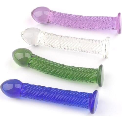 4 Colors Crystal Dildo Glass Butt Plug Toy G-spot Stimulator Prostate massager Glass Penis Vaginal Expansion Sex Toys For Women