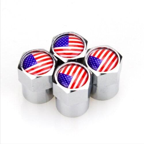4pcs American Flag Motorsports Car Wheel Valve Caps Tire Accessories for Chevrolet Captiva Niva Aveolacetti Sonic Spark Cruz