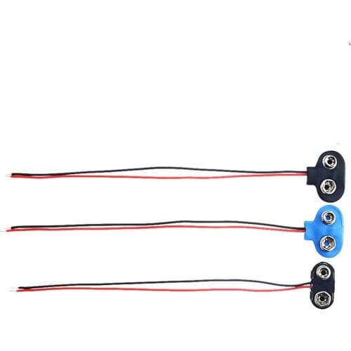 5PCS T type 9V Battery Snap Connector clip Lead Wires holder Blue Black Middle Out line