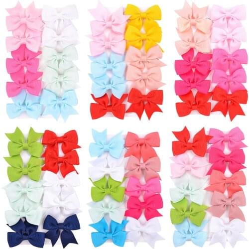 10Pcs/Lot Cute Flower Print Hair Bows With Clips For Kids Girls Grosgrain Ribbon Hair Clips Barrettes Headwear Hair Accessories